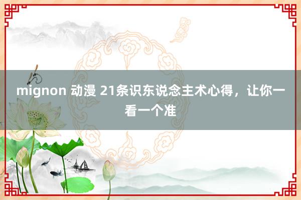 mignon 动漫 21条识东说念主术心得，让你一看一个准