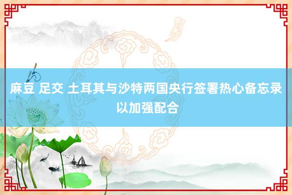 麻豆 足交 土耳其与沙特两国央行签署热心备忘录 以加强配合