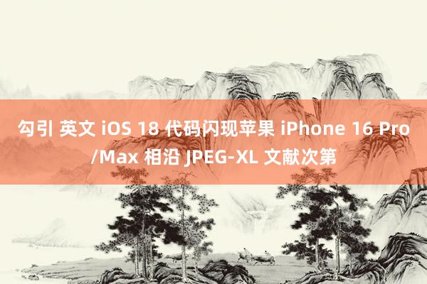 勾引 英文 iOS 18 代码闪现苹果 iPhone 16 Pro/Max 相沿 JPEG-XL 文献次第