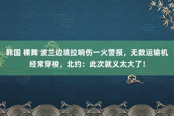 韩国 裸舞 波兰边境拉响伤一火警报，无数运输机经常穿梭，北约：此次就义太大了！