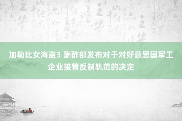 加勒比女海盗3 酬酢部发布对于对好意思国军工企业接管反制轨范的决定