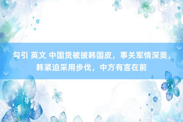 勾引 英文 中国货被披韩国皮，事关军情深奥，韩紧迫采用步伐，中方有言在前