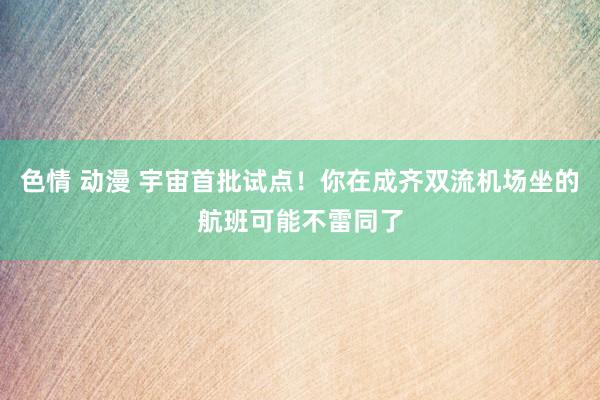 色情 动漫 宇宙首批试点！你在成齐双流机场坐的航班可能不雷同了