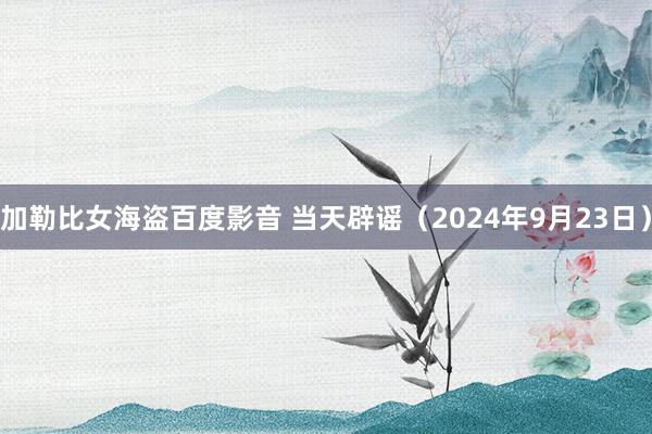 加勒比女海盗百度影音 当天辟谣（2024年9月23日）