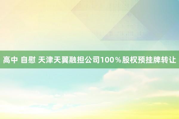 高中 自慰 天津天翼融担公司100％股权预挂牌转让