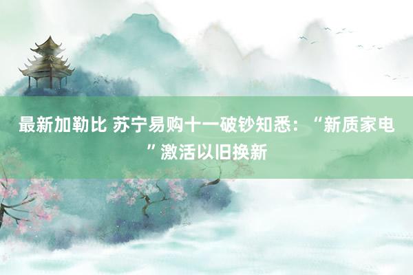 最新加勒比 苏宁易购十一破钞知悉：“新质家电”激活以旧换新