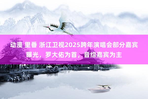 动漫 里番 浙江卫视2025跨年演唱会部分嘉宾曝光，罗大佑为首，音综嘉宾为主