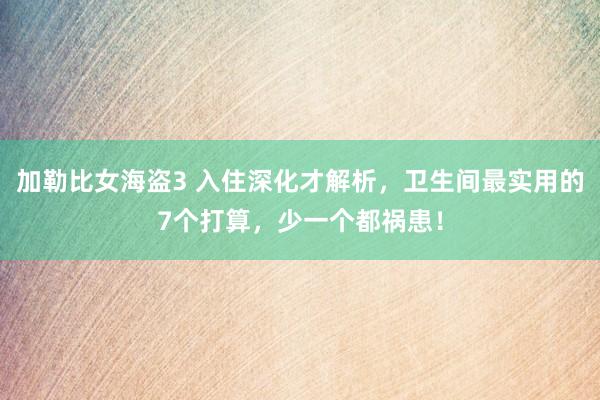 加勒比女海盗3 入住深化才解析，卫生间最实用的7个打算，少一个都祸患！