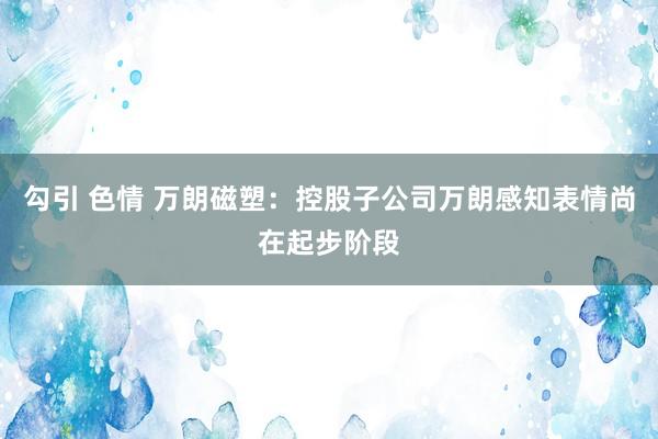 勾引 色情 万朗磁塑：控股子公司万朗感知表情尚在起步阶段