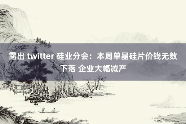 露出 twitter 硅业分会：本周单晶硅片价钱无数下落 企业大幅减产