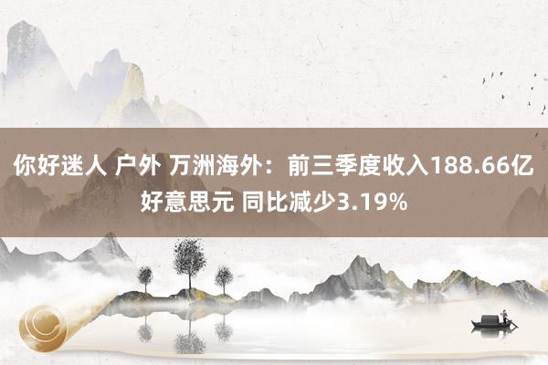 你好迷人 户外 万洲海外：前三季度收入188.66亿好意思元 同比减少3.19%