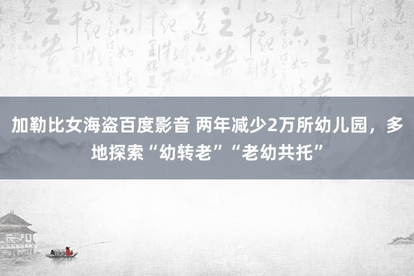 加勒比女海盗百度影音 两年减少2万所幼儿园，多地探索“幼转老”“老幼共托”