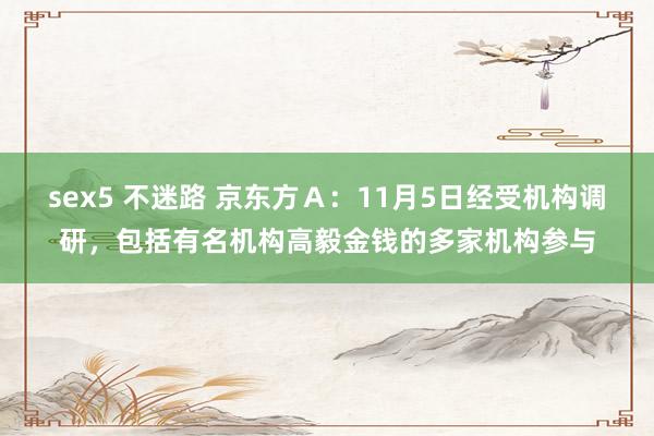 sex5 不迷路 京东方Ａ：11月5日经受机构调研，包括有名机构高毅金钱的多家机构参与