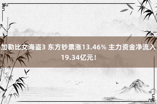 加勒比女海盗3 东方钞票涨13.46% 主力资金净流入19.34亿元！