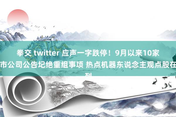 拳交 twitter 应声一字跌停！9月以来10家上市公司公告圮绝重组事项 热点机器东说念主观点股在列