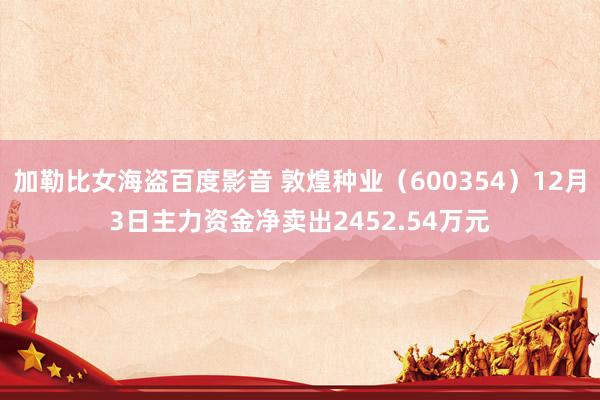 加勒比女海盗百度影音 敦煌种业（600354）12月3日主力资金净卖出2452.54万元