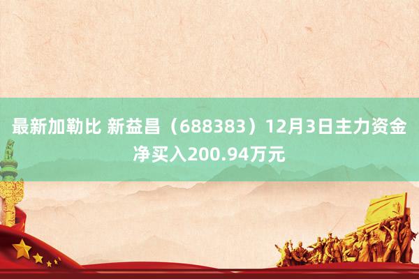 最新加勒比 新益昌（688383）12月3日主力资金净买入200.94万元