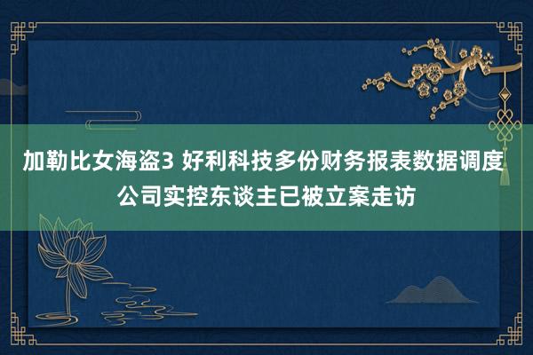 加勒比女海盗3 好利科技多份财务报表数据调度 公司实控东谈主已被立案走访