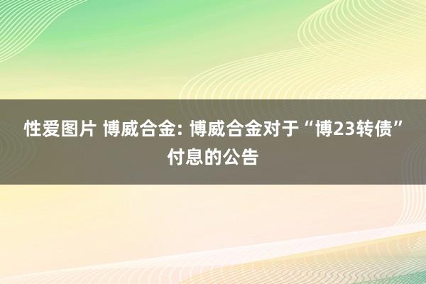 性爱图片 博威合金: 博威合金对于“博23转债”付息的公告