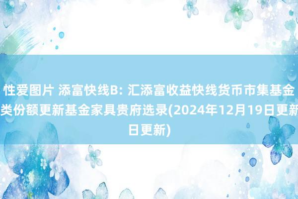 性爱图片 添富快线B: 汇添富收益快线货币市集基金B类份额更新基金家具贵府选录(2024年12月19日更新)