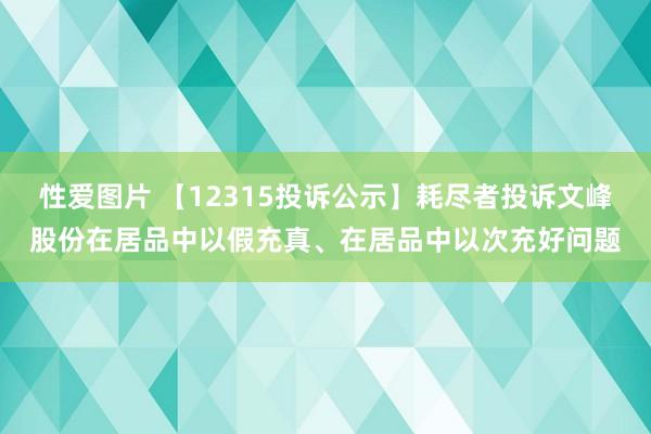 性爱图片 【12315投诉公示】耗尽者投诉文峰股份在居品中以假充真、在居品中以次充好问题