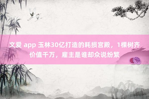 文爱 app 玉林30亿打造的耗损宫殿，1棵树齐价值千万，雇主是谁却众说纷繁