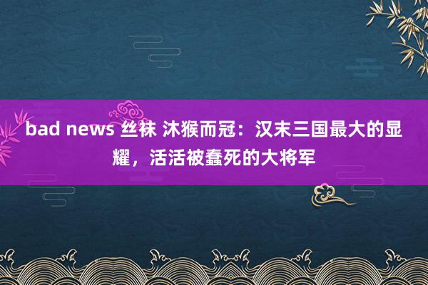 bad news 丝袜 沐猴而冠：汉末三国最大的显耀，活活被蠢死的大将军