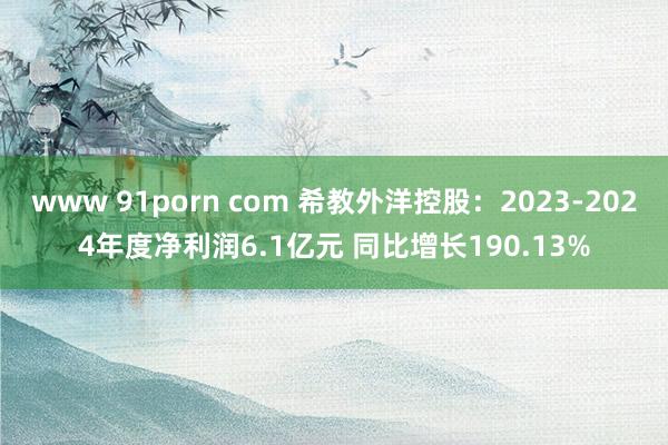 www 91porn com 希教外洋控股：2023-2024年度净利润6.1亿元 同比增长190.13%