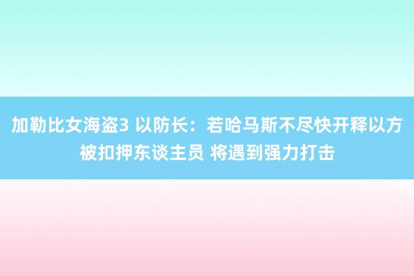 加勒比女海盗3 以防长：若哈马斯不尽快开释以方被扣押东谈主员 将遇到强力打击