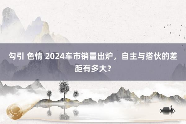 勾引 色情 2024车市销量出炉，自主与搭伙的差距有多大？