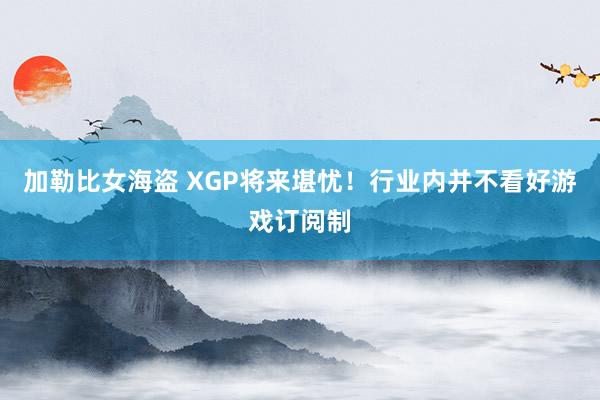 加勒比女海盗 XGP将来堪忧！行业内并不看好游戏订阅制